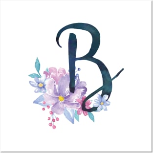 Floral Monogram B Pretty Lilac Bouquet Posters and Art